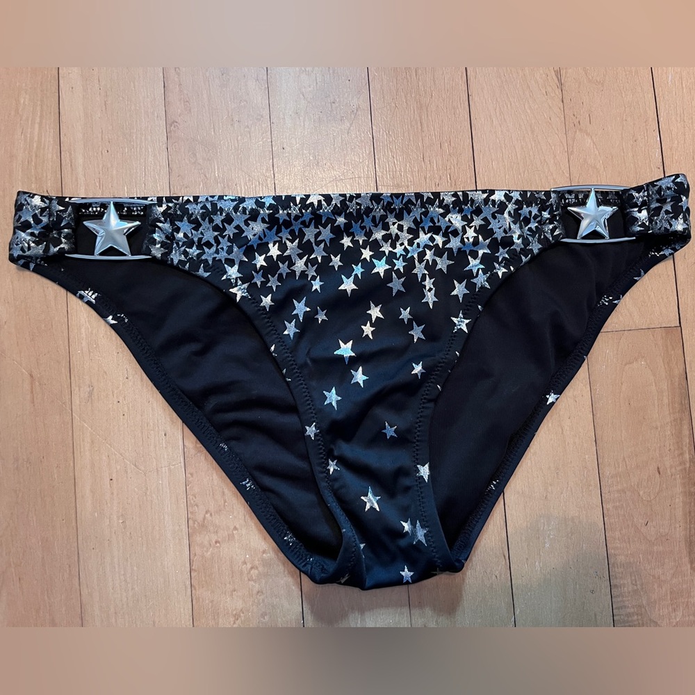 Victoria's Secret Black Bikini Bottoms with Silver Stars